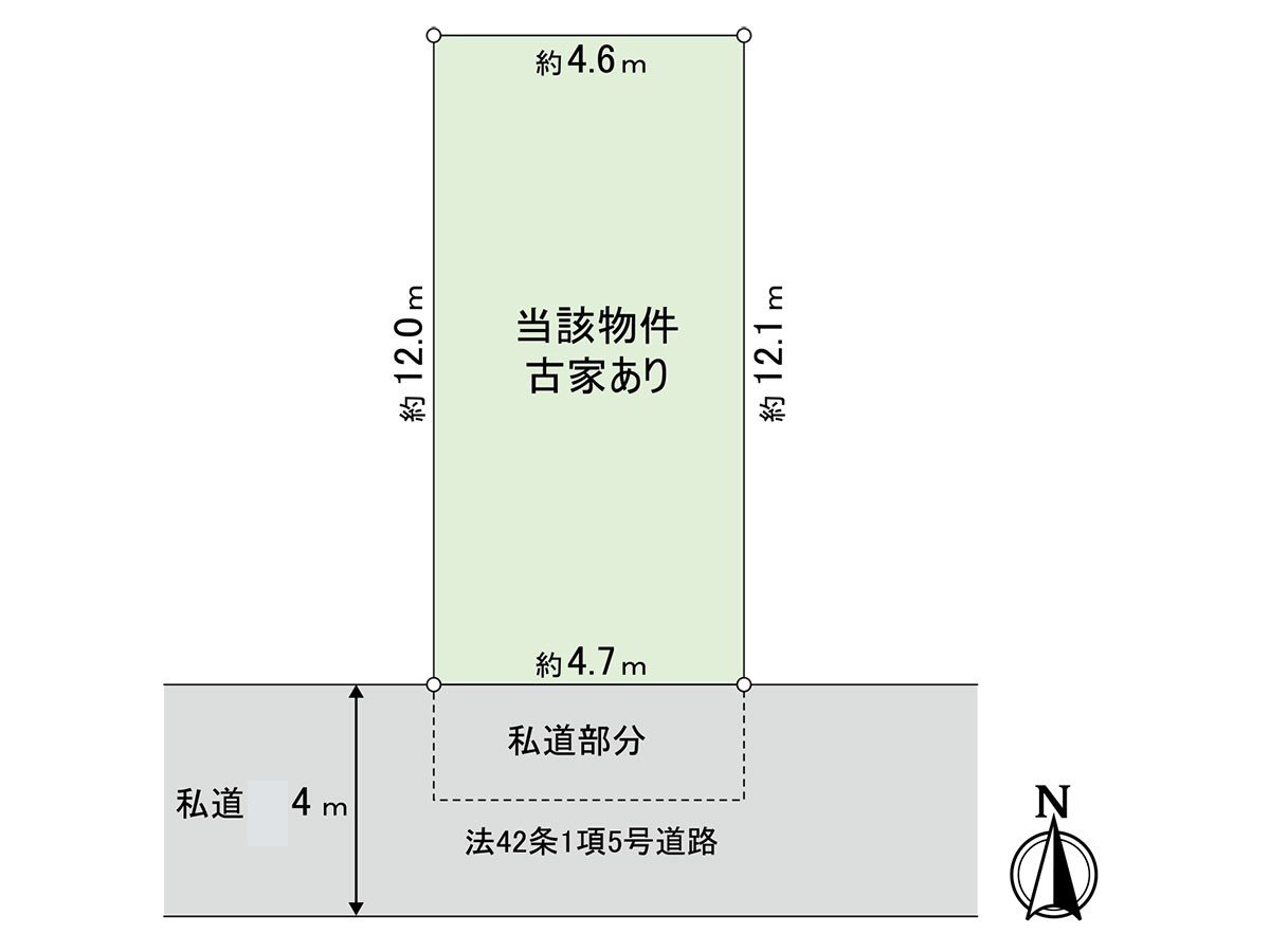 Land area: 56.42 square meters (separately about 9.5 square meters of private roads)