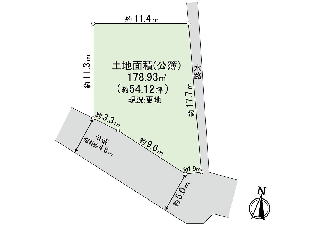 Land area: 178.93 square meters (about 54.12 tsubo)