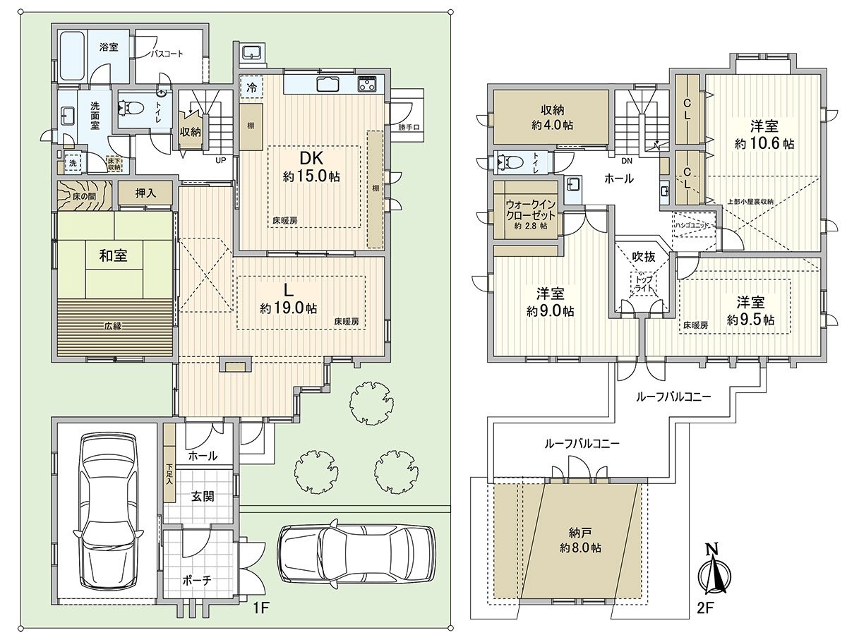 4SLDK with space about six quires of all rooms of the Mitsui Home construction or more