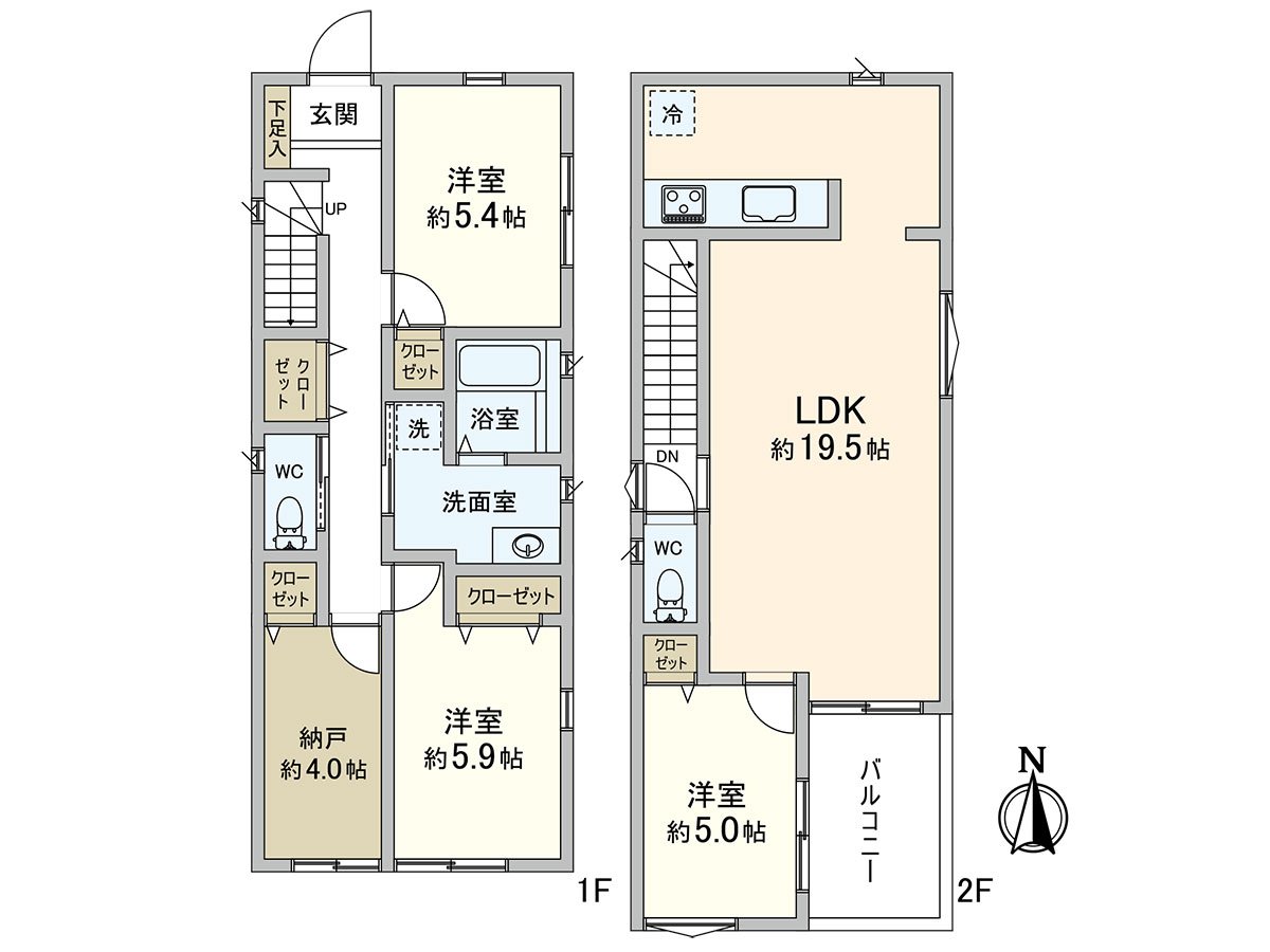建筑面积：从属于93.14平米的车库的3SLDK。