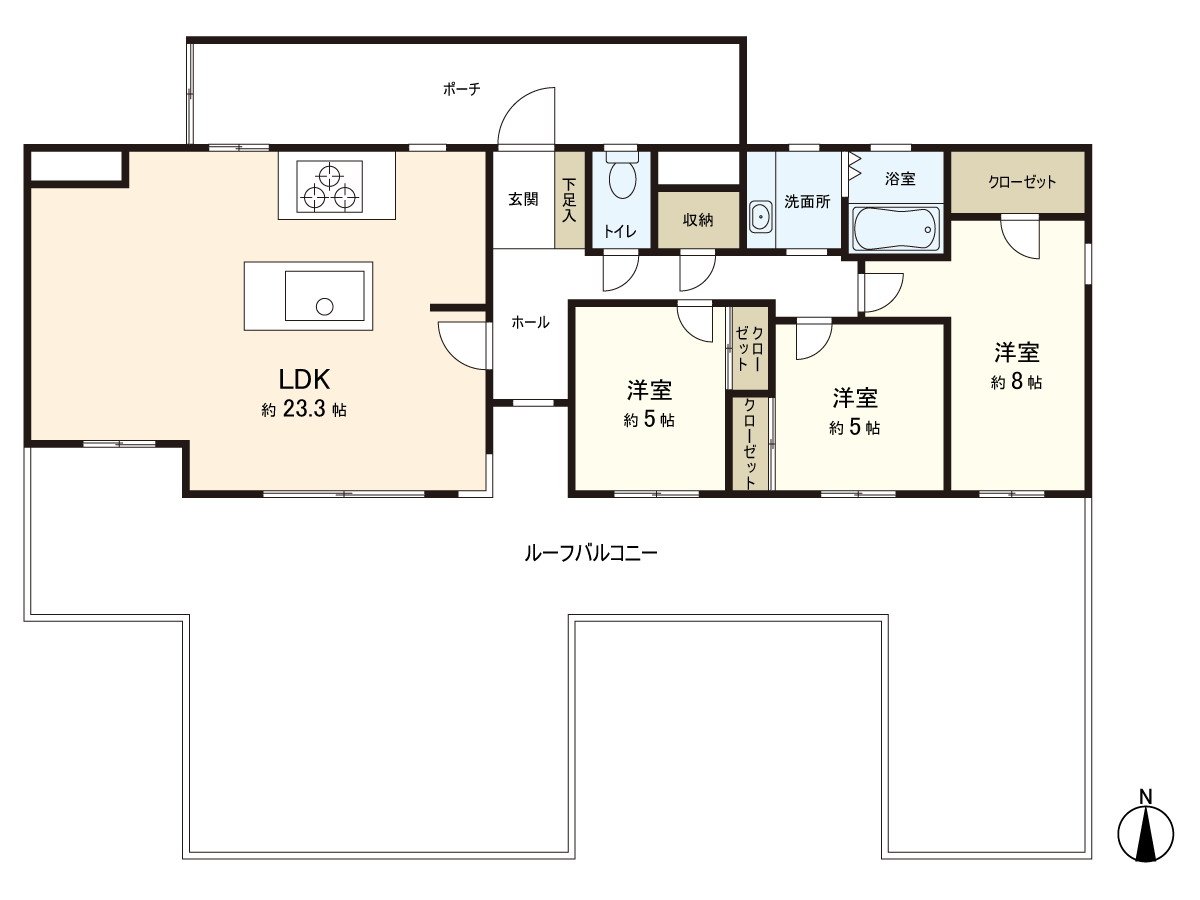 实际使用面积：94.33平米房型：3LDK