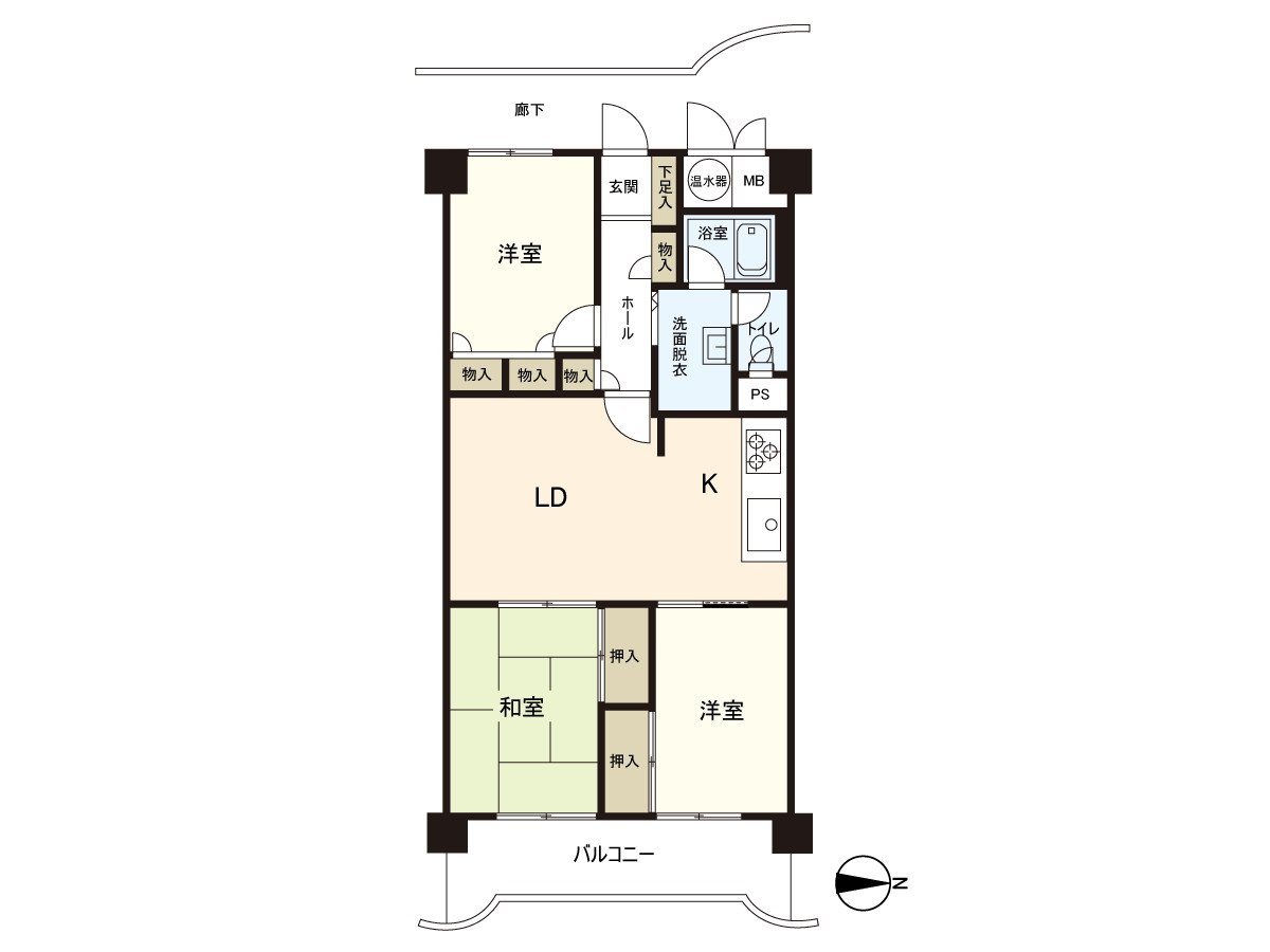 Exclusive area: 69.00 square meters of Plan: 3LDK