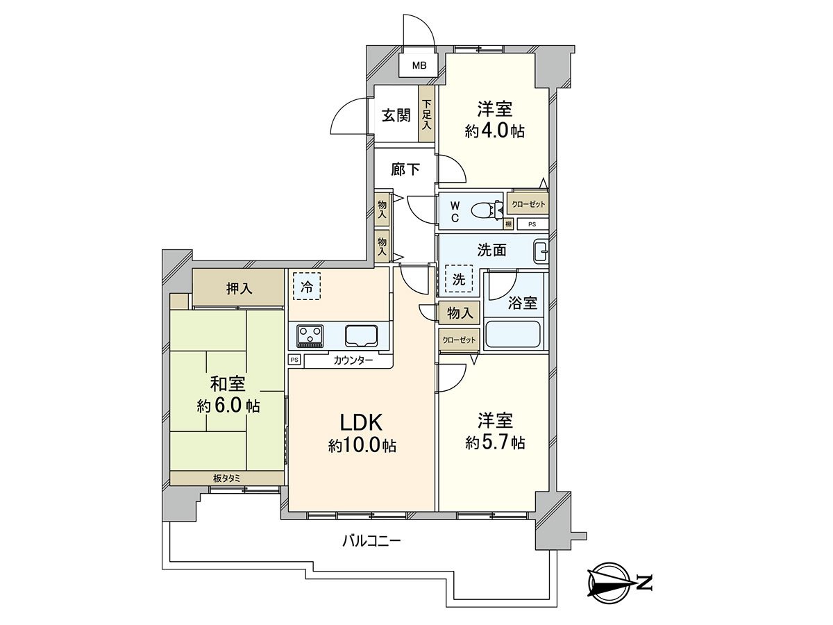 Total floor area: 64.11 square meters (a Terrace area: 13.26 square meters), 3LDK.