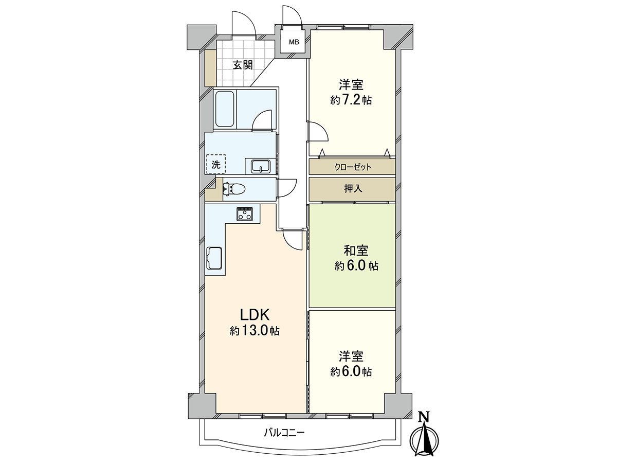 是朝南，3LDK的房型。