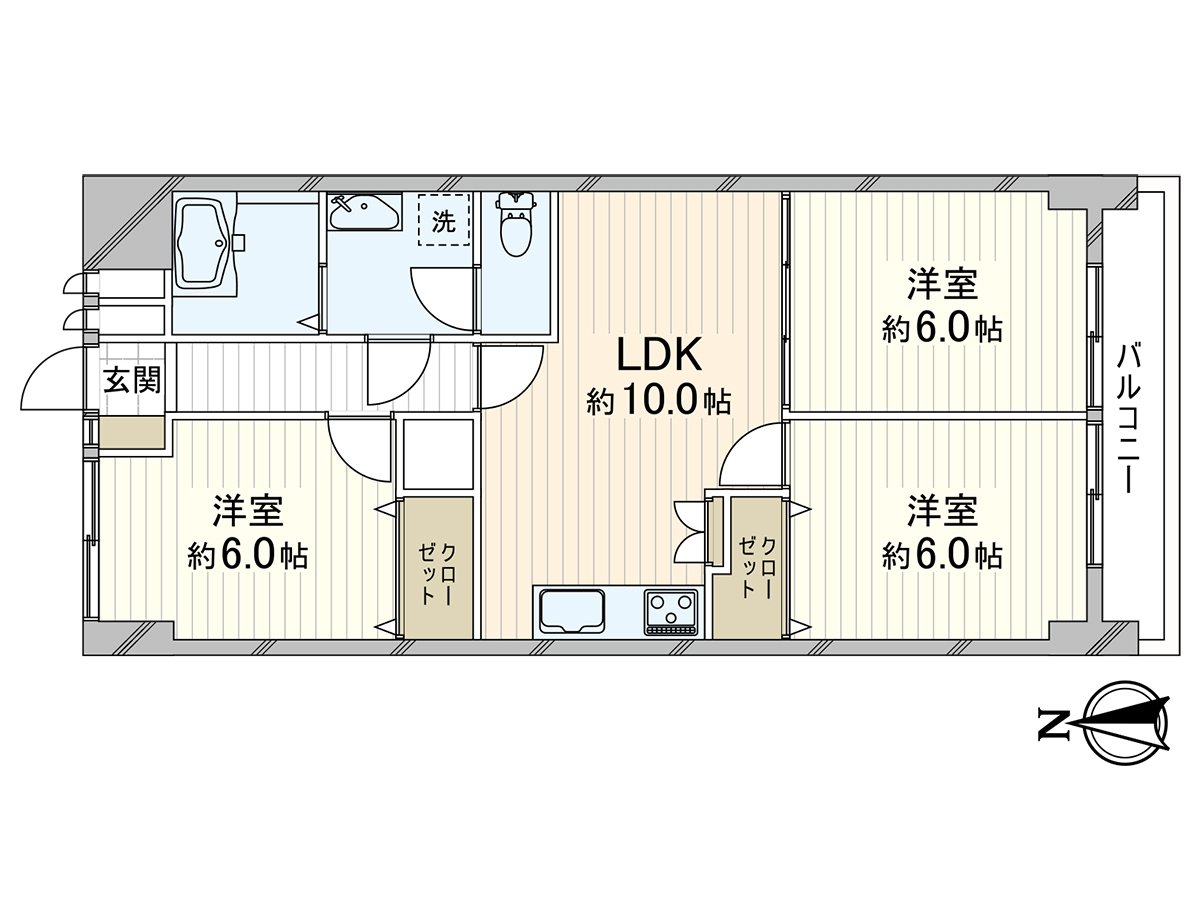 私人使用面積54.92平方公尺、3LDK