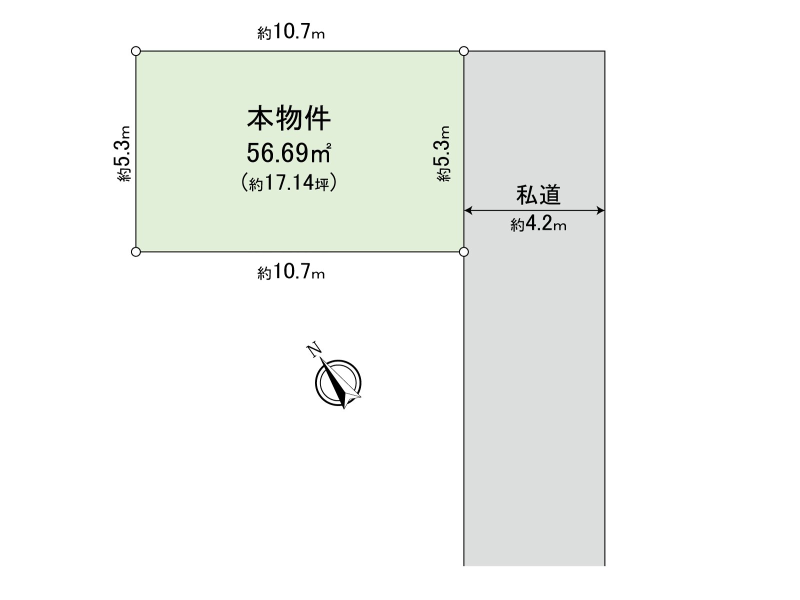 土地面積56.69平方公尺(約17.14坪)