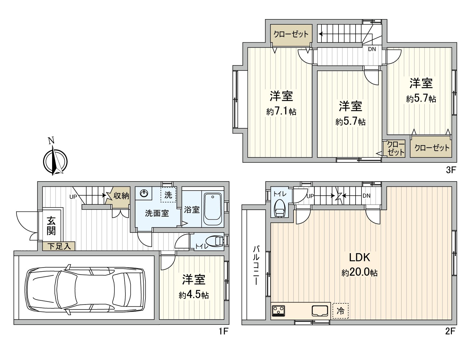 [户型平面图]有4LDK+电动快门-的车库