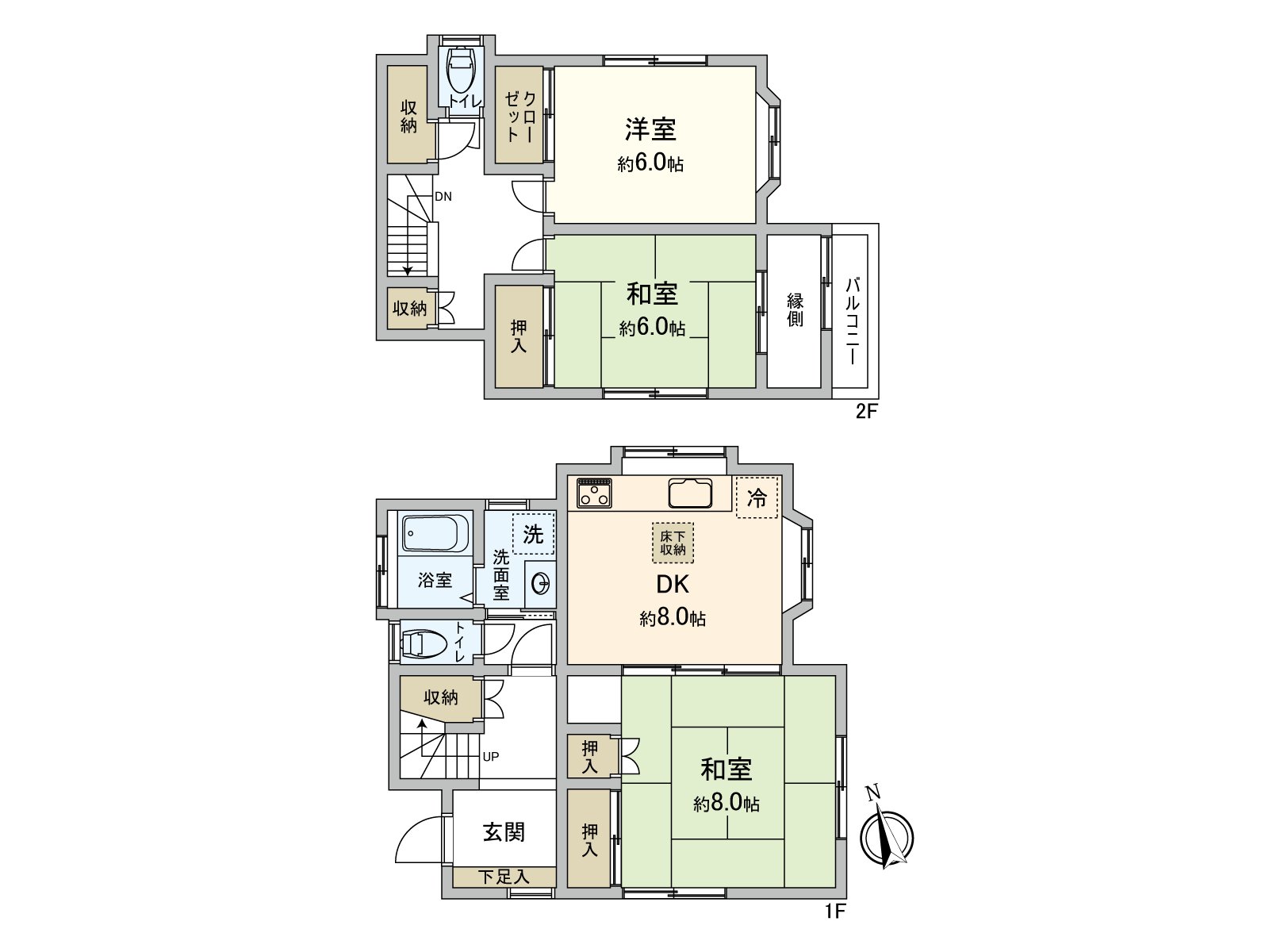3DK of the June, 1996 architecture. Exposure to the sun is good.