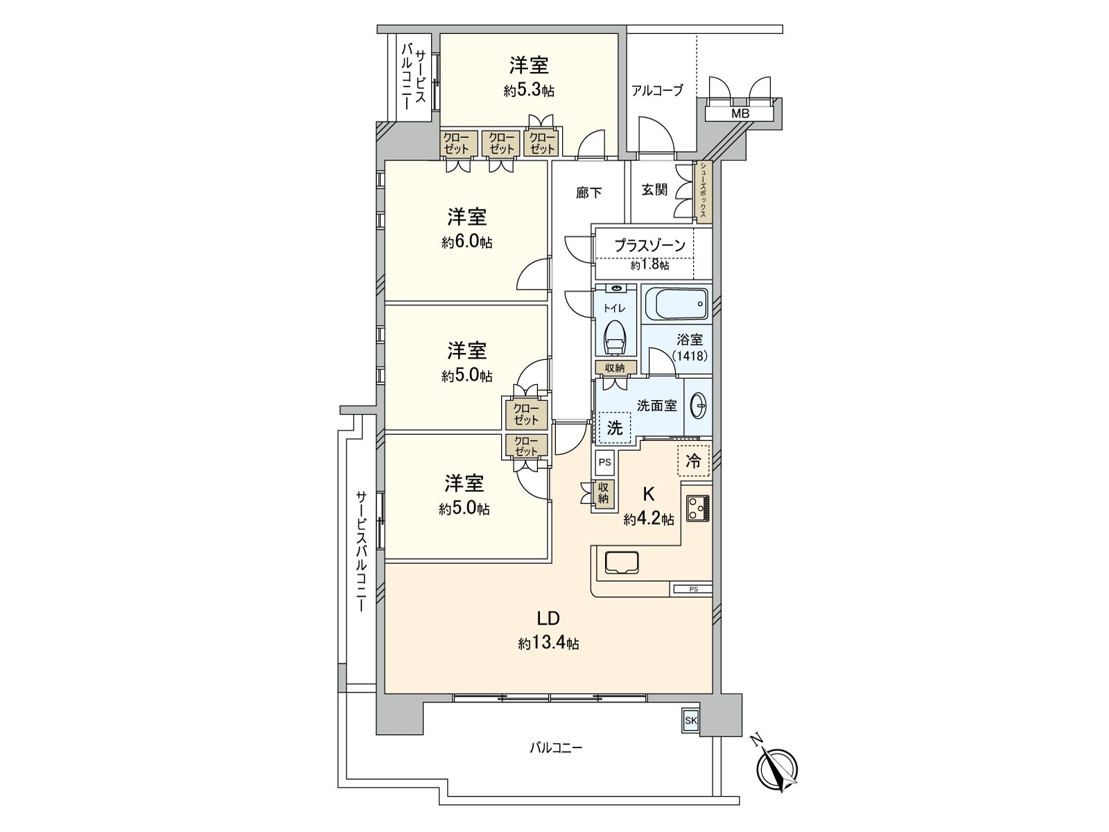 87.97平方公尺的4LDK型。