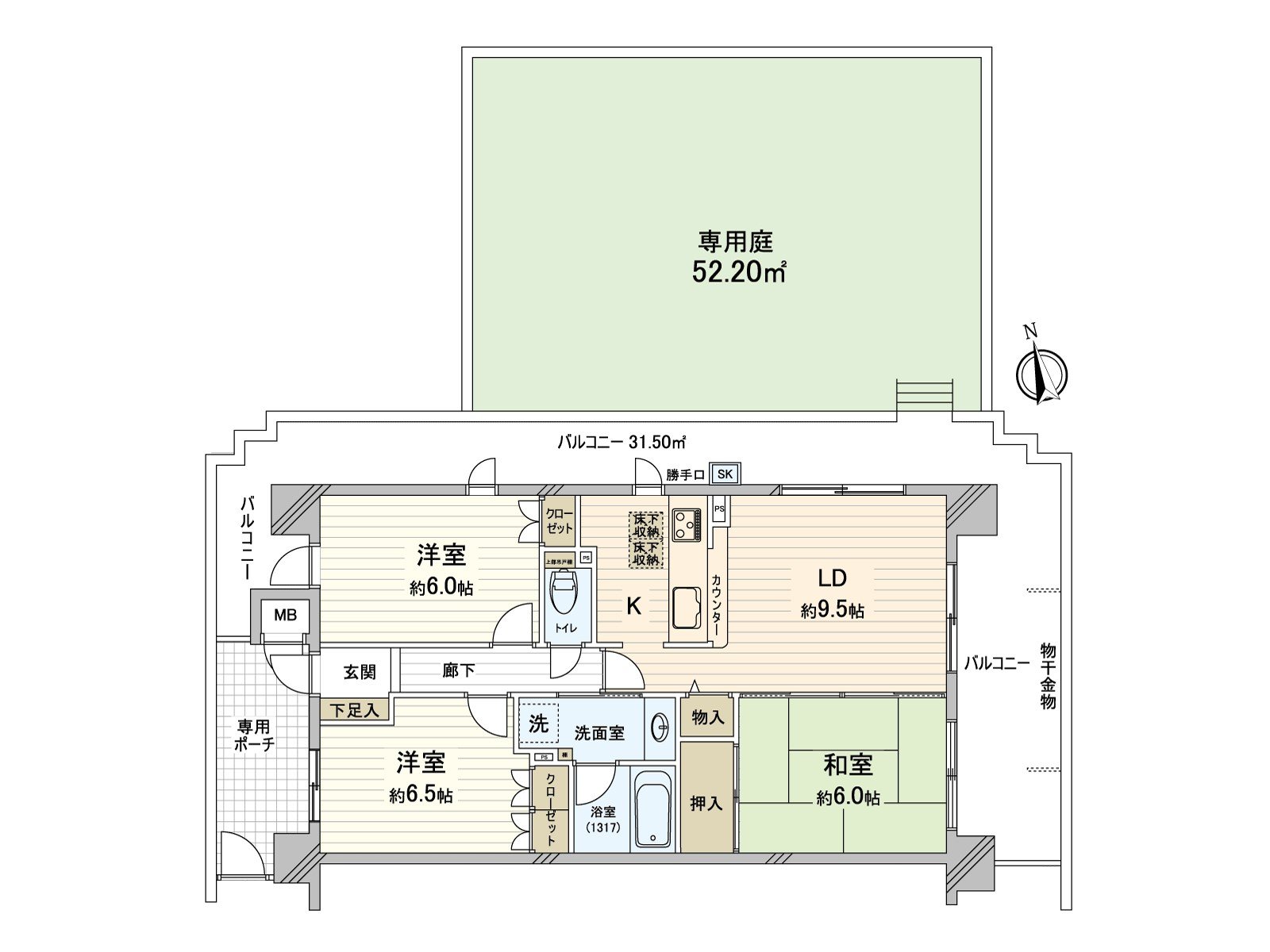[房型图]为东北西的3方向房间，阳光、通风良好！