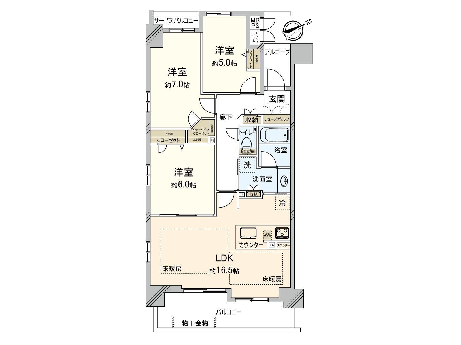 平面圖(3LDK、東南採光房)