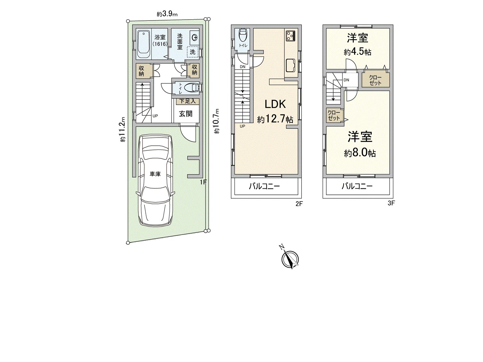 [floor plan] 2LDK. There is garage space. (size restrictions available)