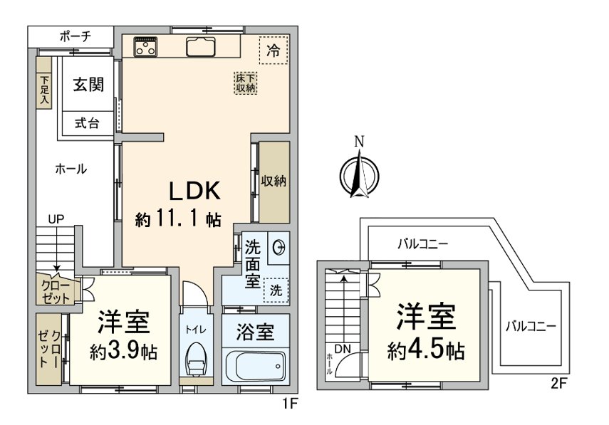 [平面圖]二層樓，并且是2LDK的房型。
