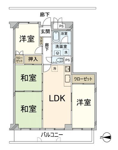 [房型图]实际使用面积71.3平米的4LDK。
