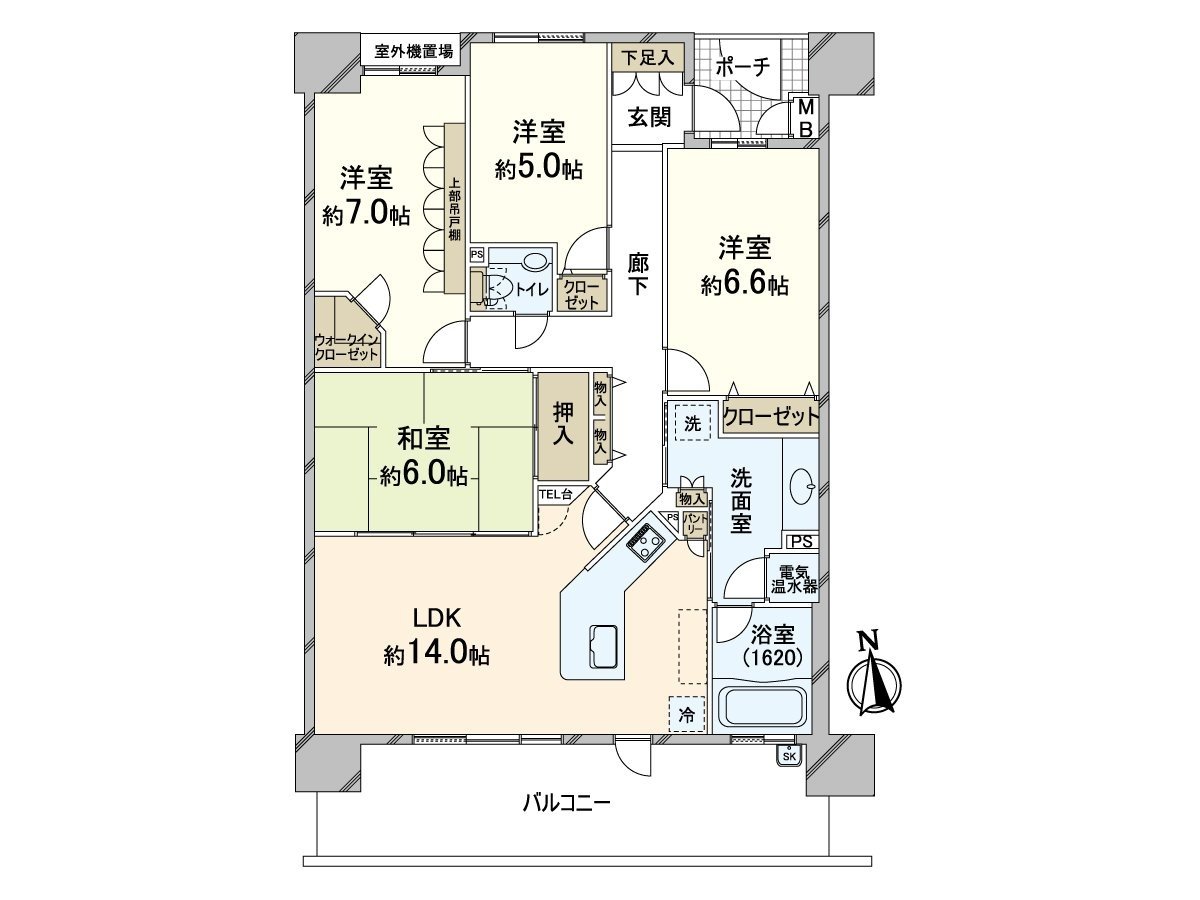 私人使用面積90.23平方公尺，4LDK的房型。關於12樓部分朝南，光照、風景良好。