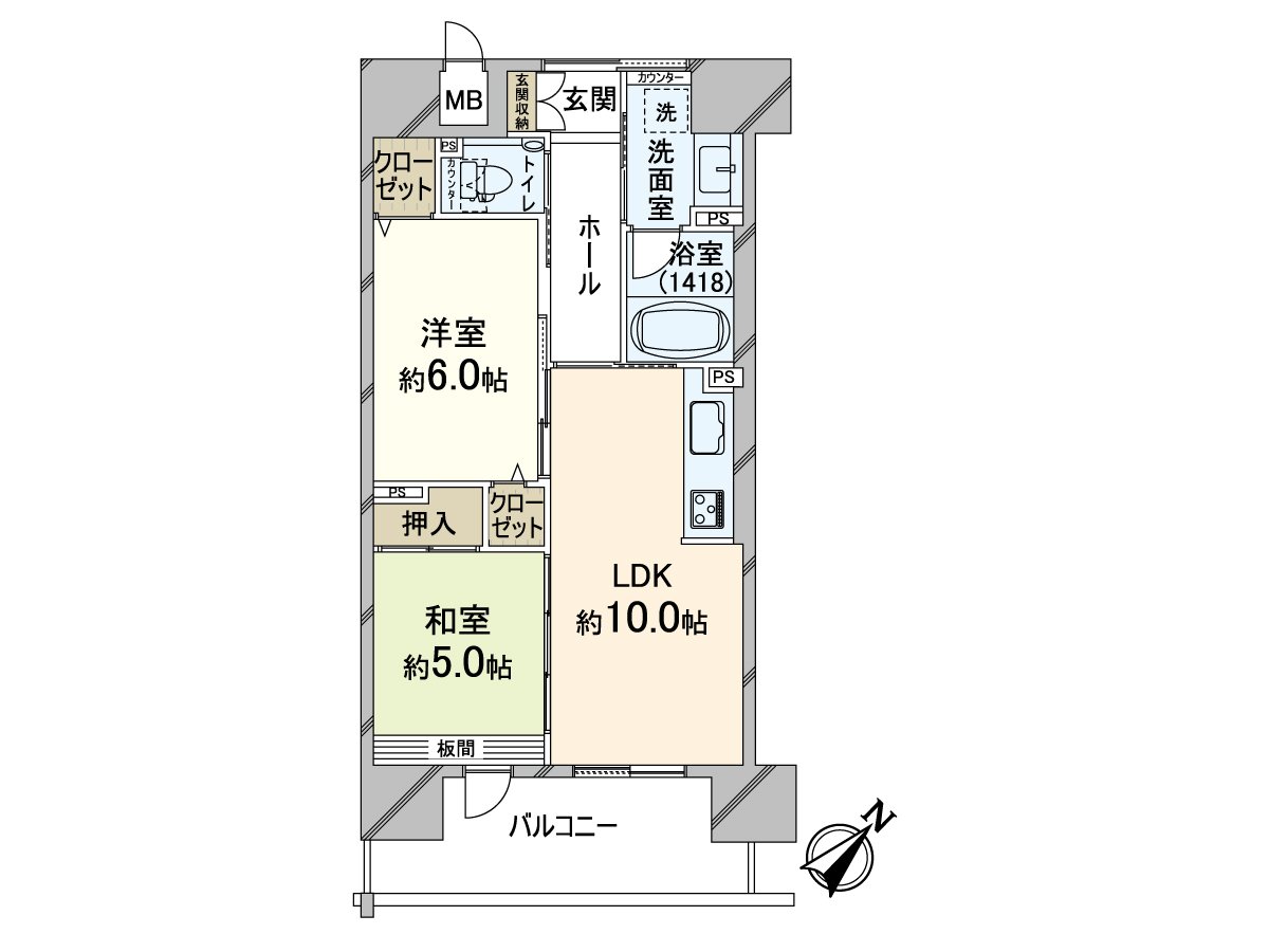 54.00 square meters of 2LDK