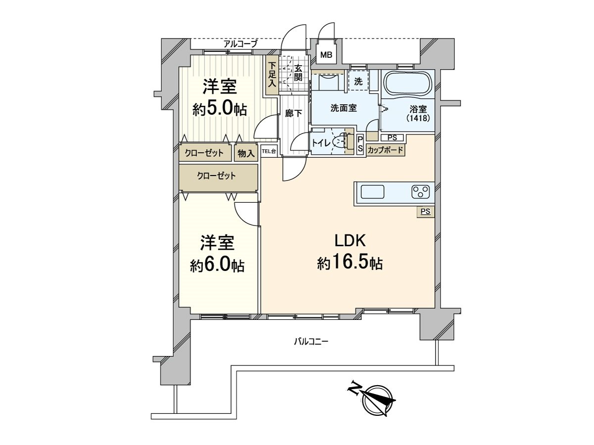 2LDK of 62 square meters of 10th floor parts
