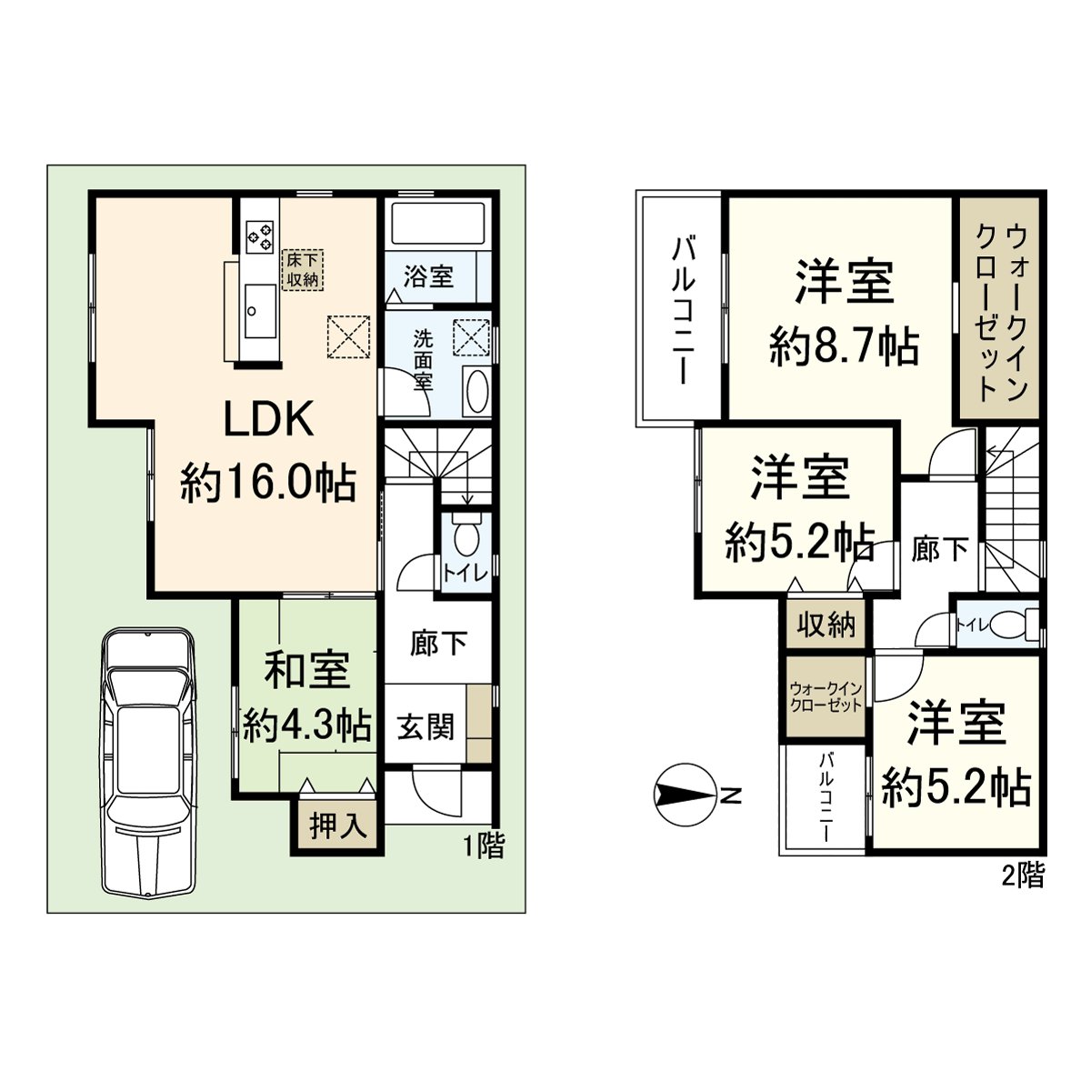 Exclusive area: 96.79 square meters, 4LDK.