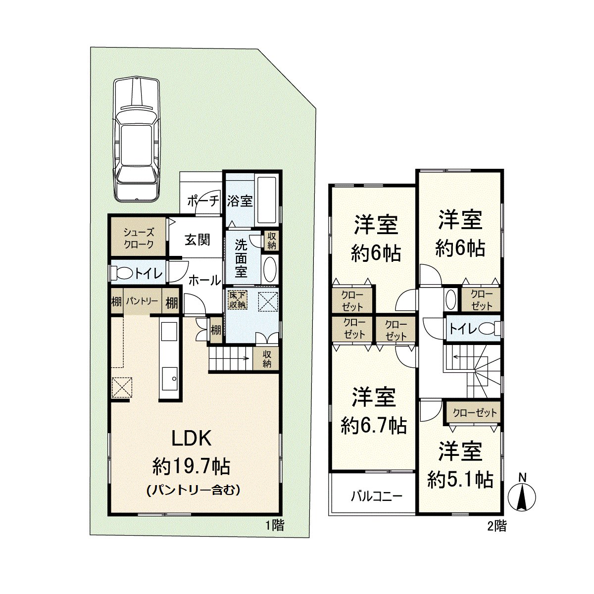 建築面積106.92平方公尺.2樓核算的4LDK