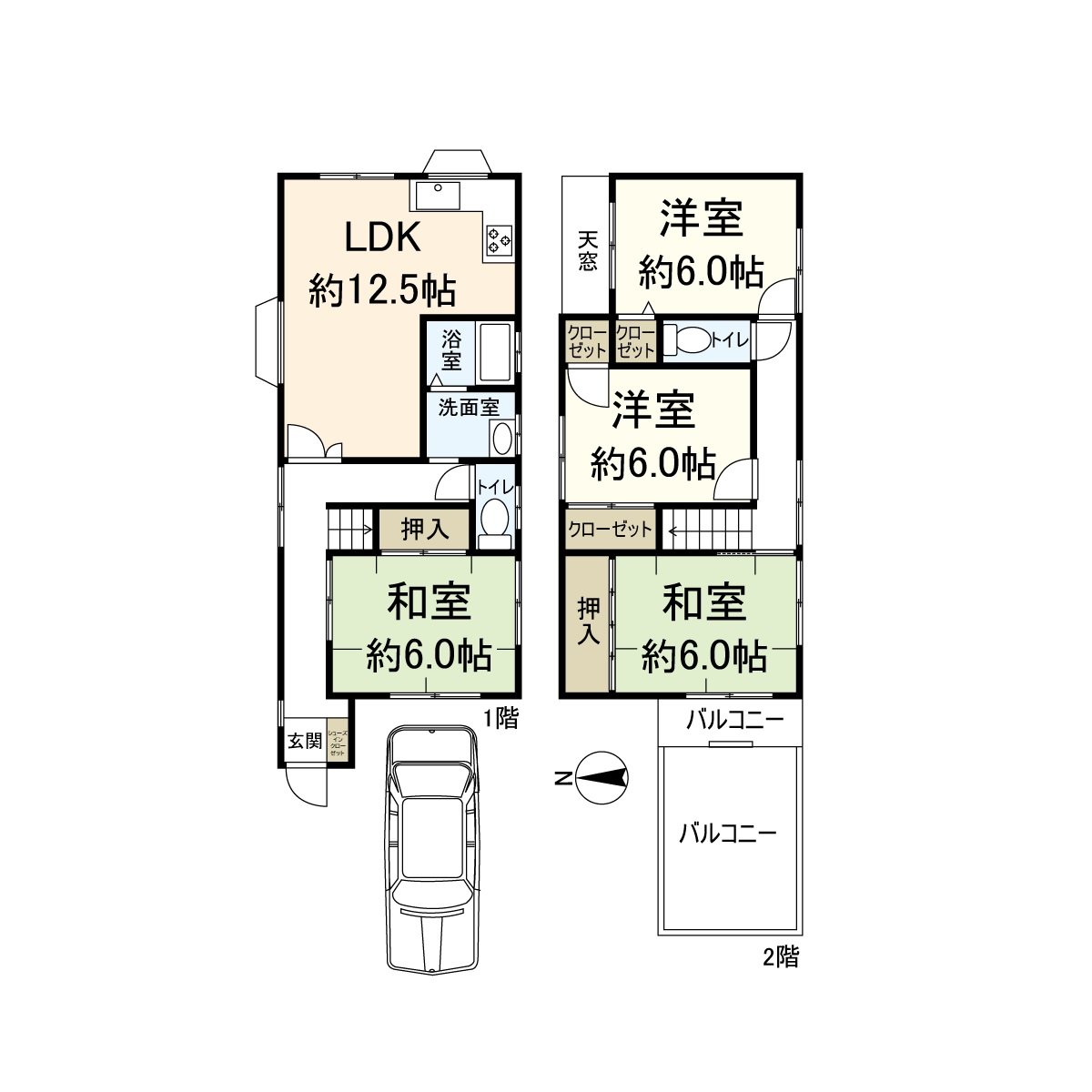 建筑面积约90.72平米，4LDK的房型。