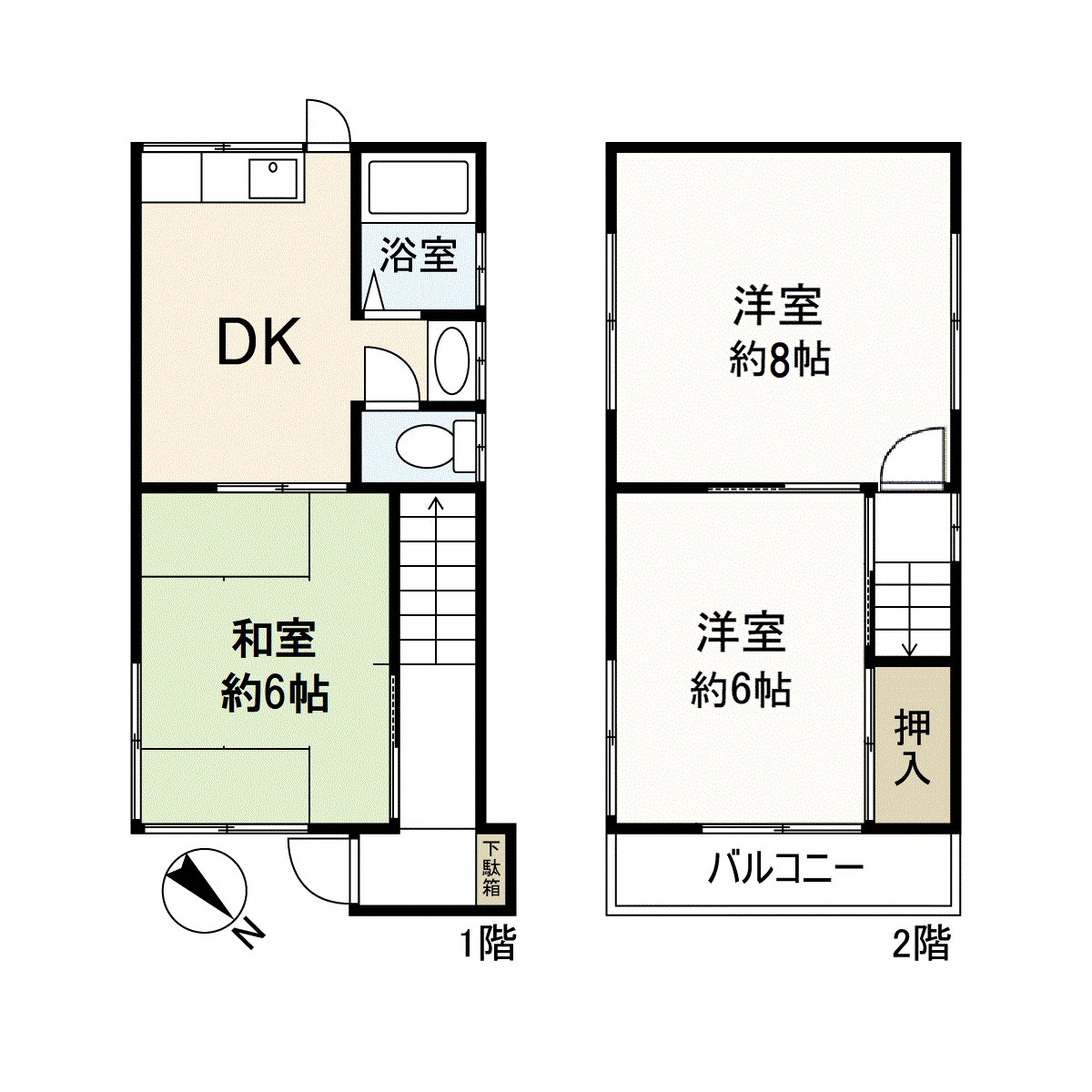 建築面積53.65平方公尺.2樓核算的3DK