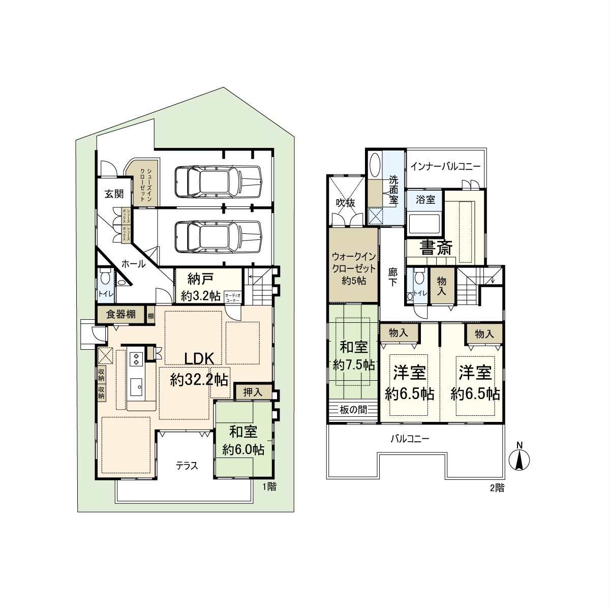 建筑面积：210.38平米，3SLDK。