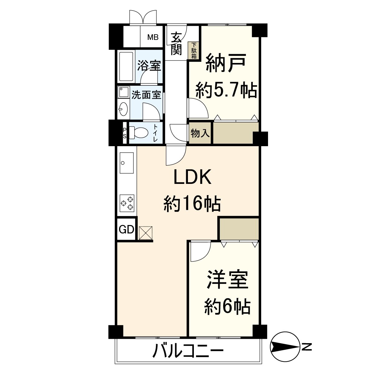 实际使用面积63.25平米、1SLDK