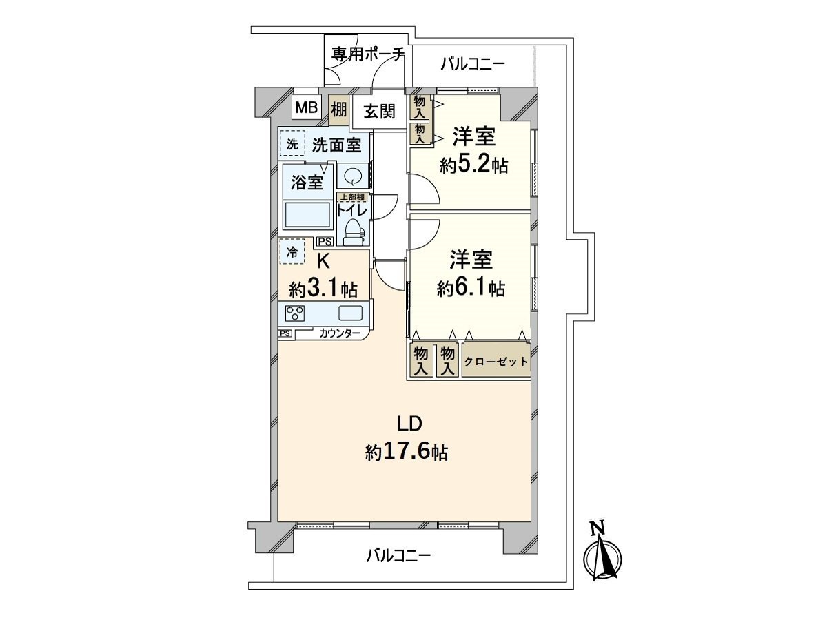 2LDK of the all rooms with flooring