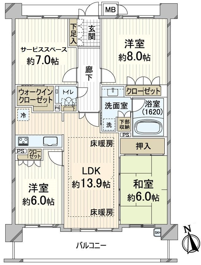 It is 3SLDK dwelling unit of Floor plan exclusive area 90.76 square meters