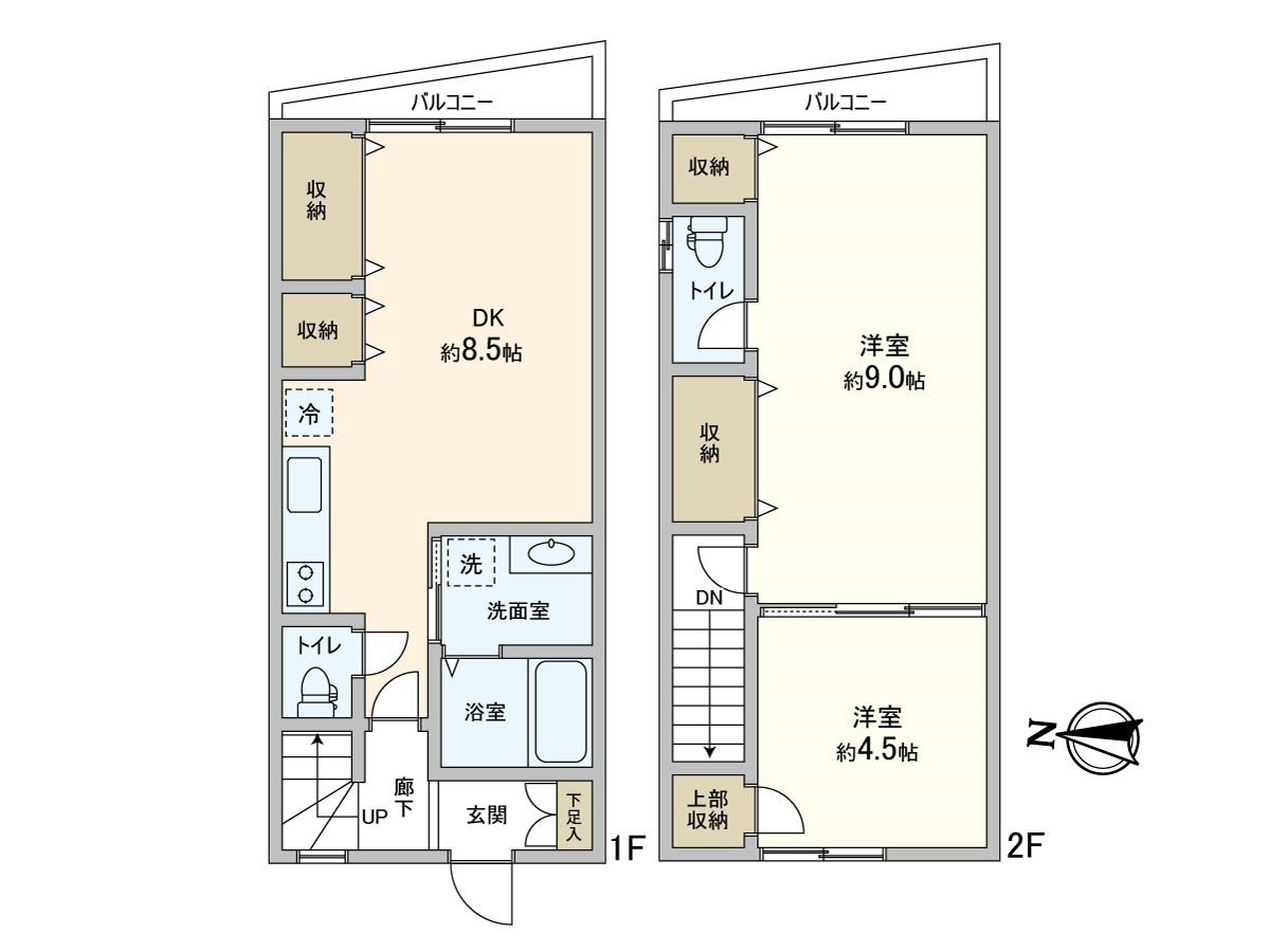 2DK.58.68平方公尺的2層。
