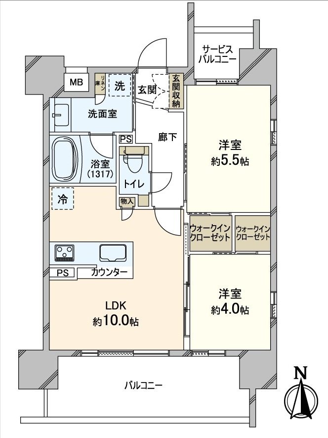 Exclusive area: 2LDK type of 47.36 square meters