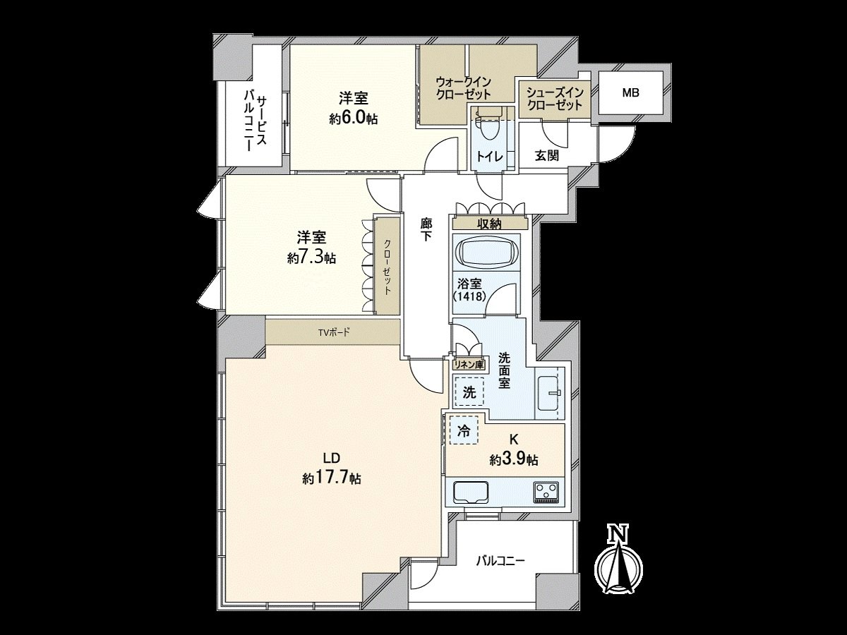 Southwest corner unit of exclusive area 85.17 square meters