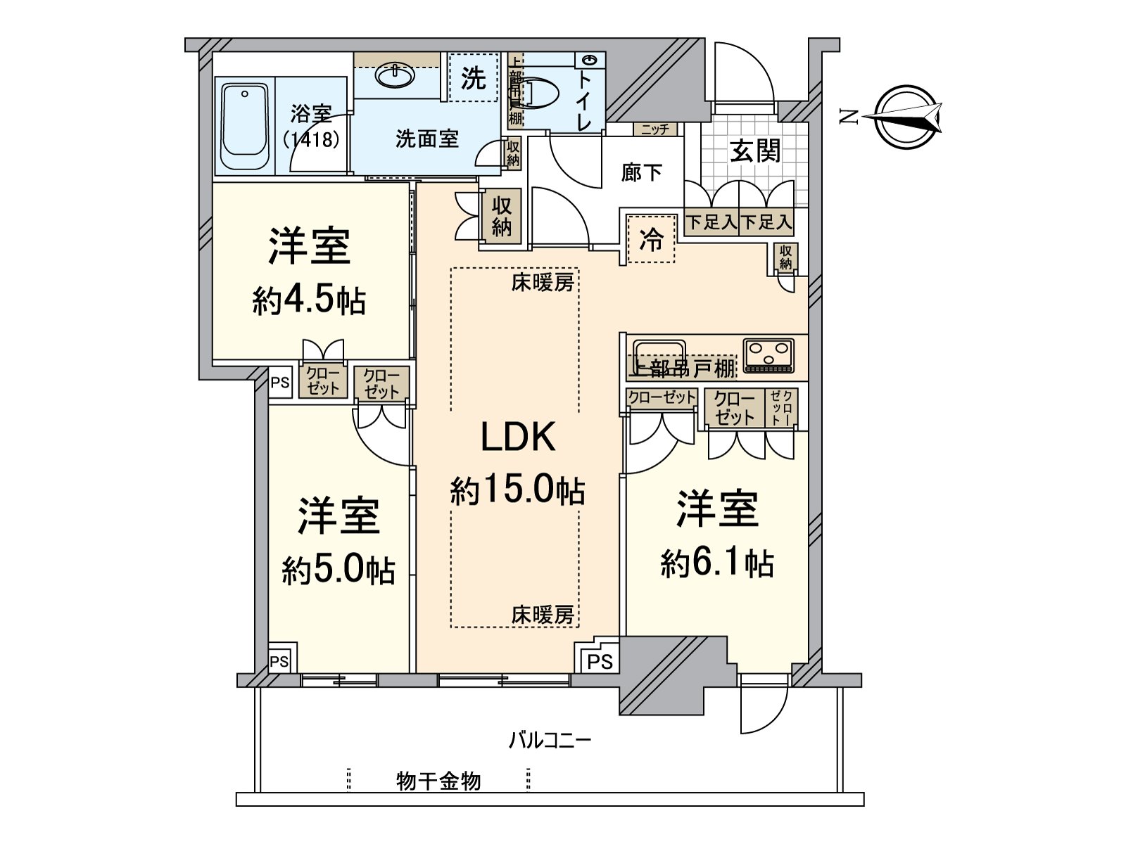 The 3LDK that three rooms including a 12th floor part, an LD face the Terrace.