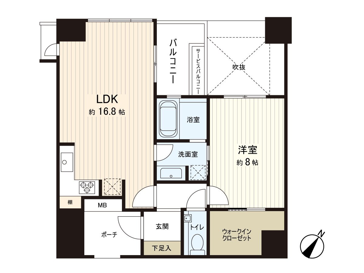Exclusive area/60.16 square meters, Plan of 1LDK