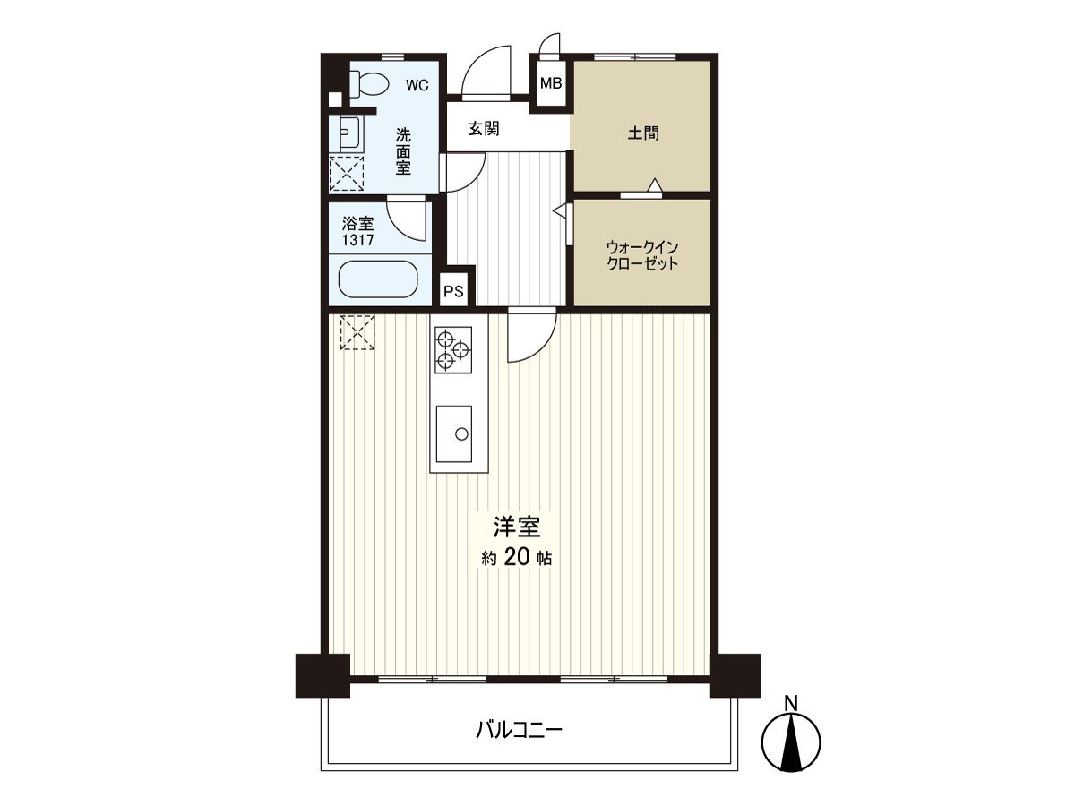 58.54 square meters of exclusive area, room of the Facing South.