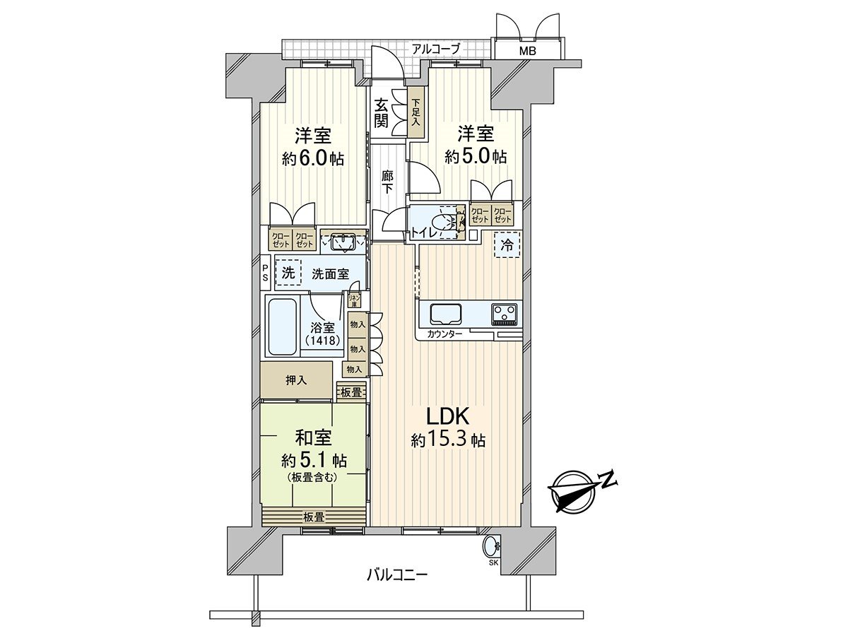 It is exclusive area/67.48 square meters, Plan of 3LDK.