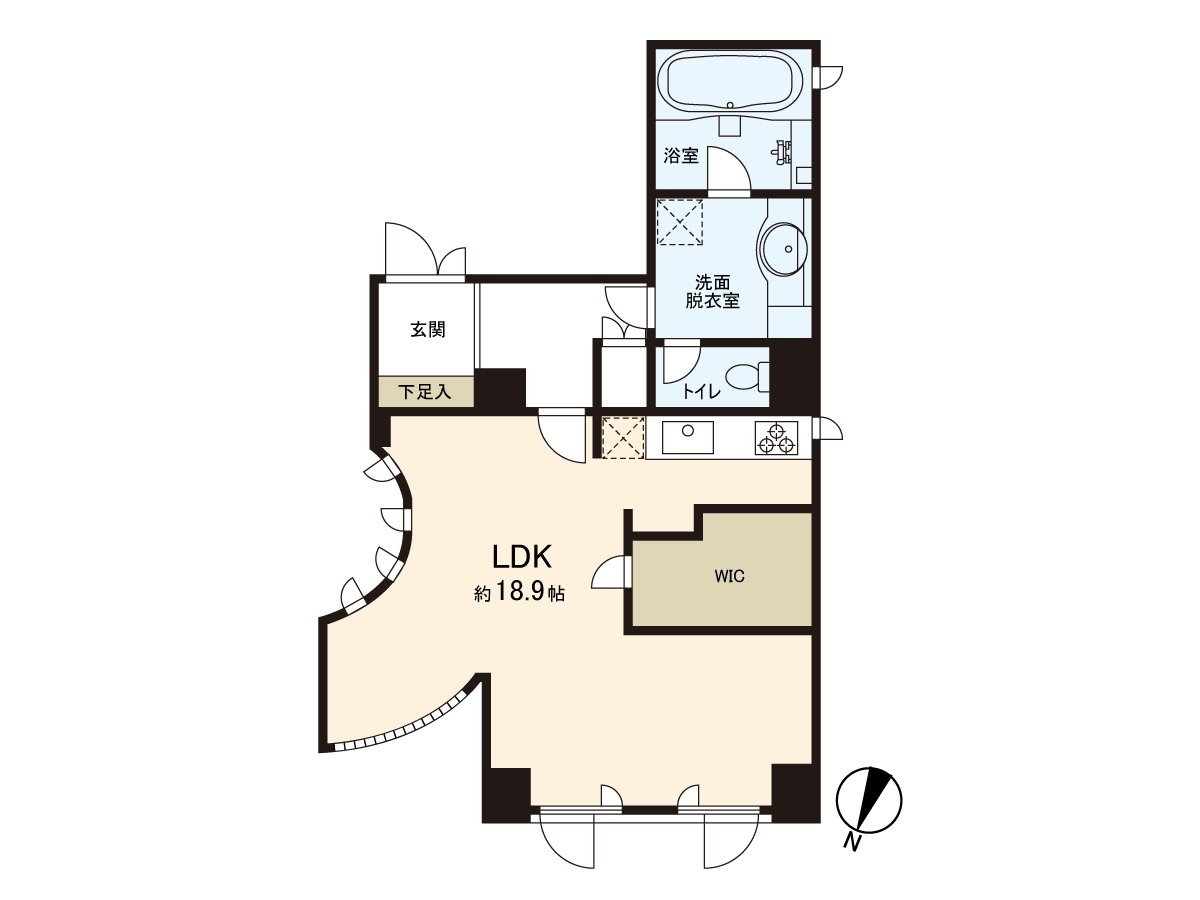Exclusive area/55.74 square meters, a room of 1R. It is Osaka Metro Sennichimae Line, a 5-minute walk from Chuo Line "Awaza" station.