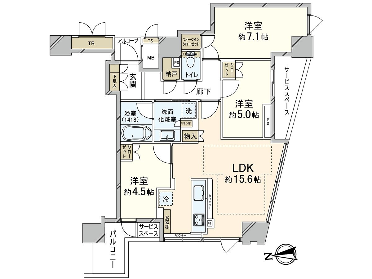 实际使用面积73.85平米/3LDK的房间