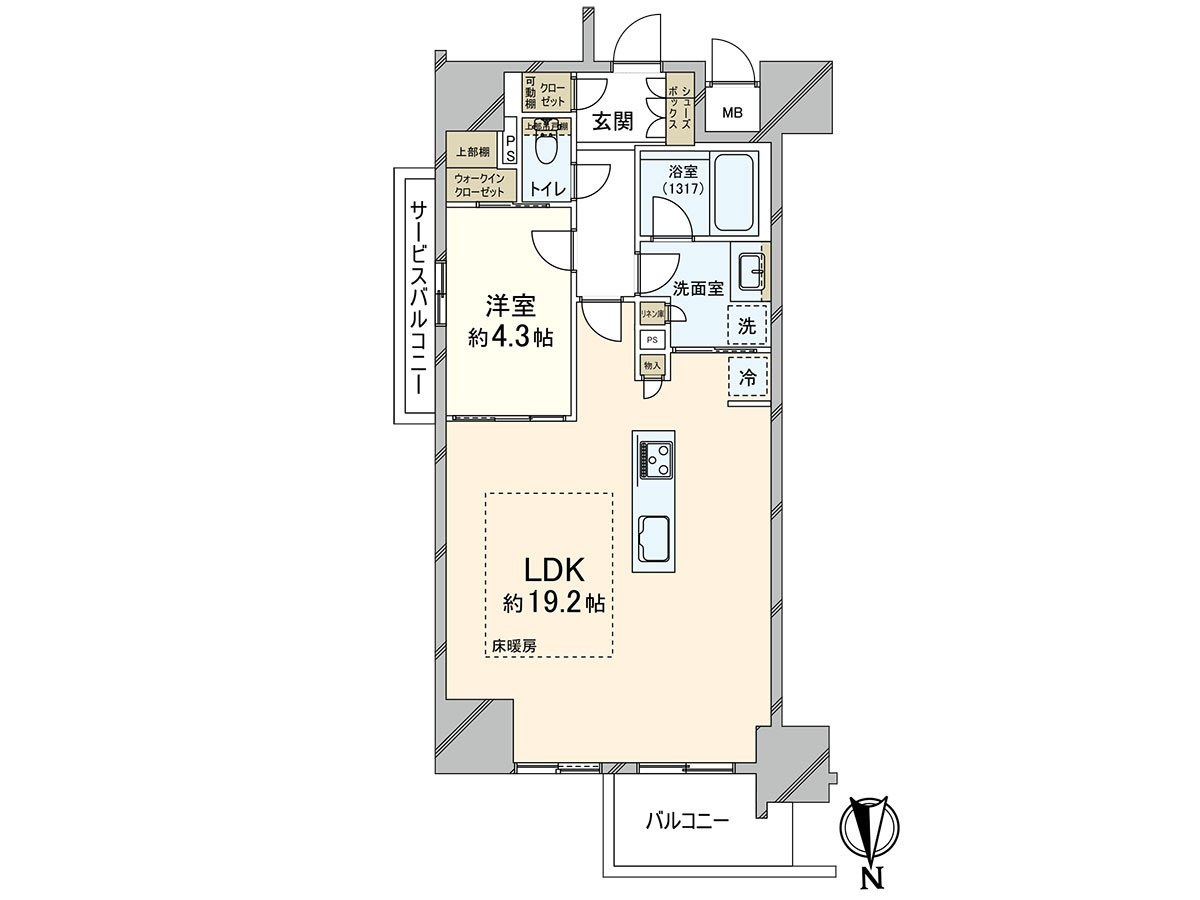 It is LDK about 19.2 quires with a Plan space of 1LDK of about 54.9 square meters of exclusive area.