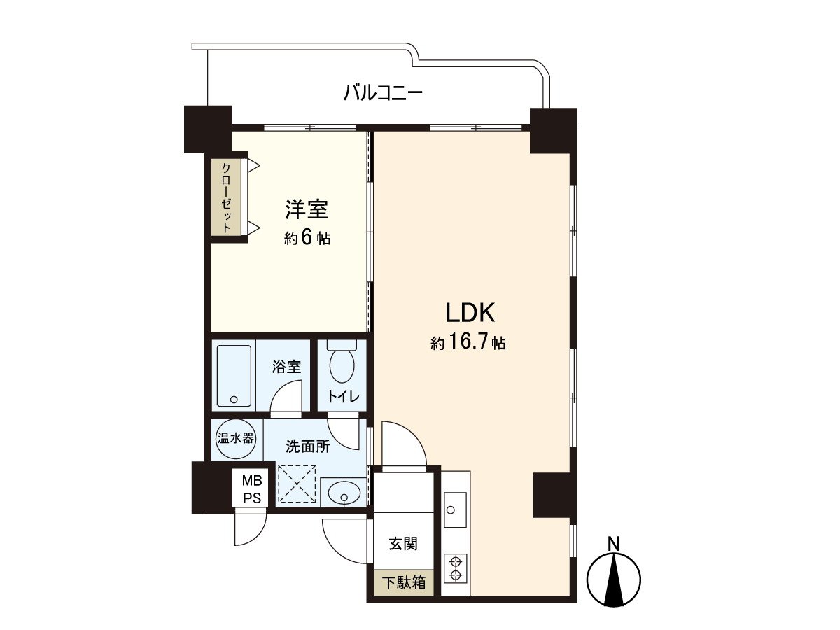 是实际使用面积48.09平米/1LDK的房型