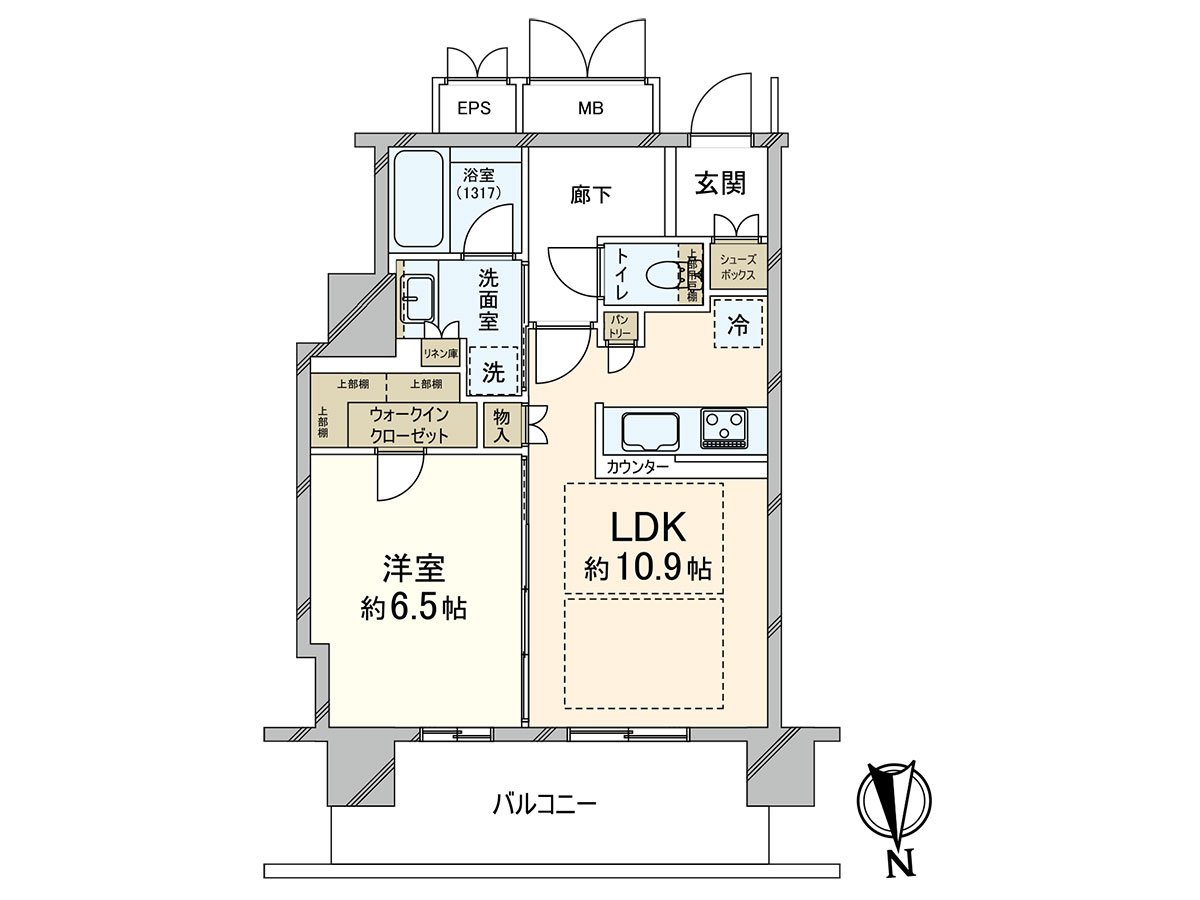 Plan of exclusive area 44.94 square meters ･ 1LDK.