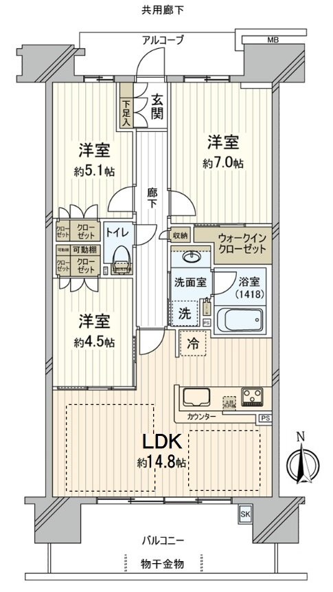 JR"尼崎"車站(新快速停靠車站)步行4分鐘。是私人使用面積70.15平方公尺的3LDK，15樓部分(頂樓)，朝南的房間。如感興趣,歡迎請隨時聯繫我們。