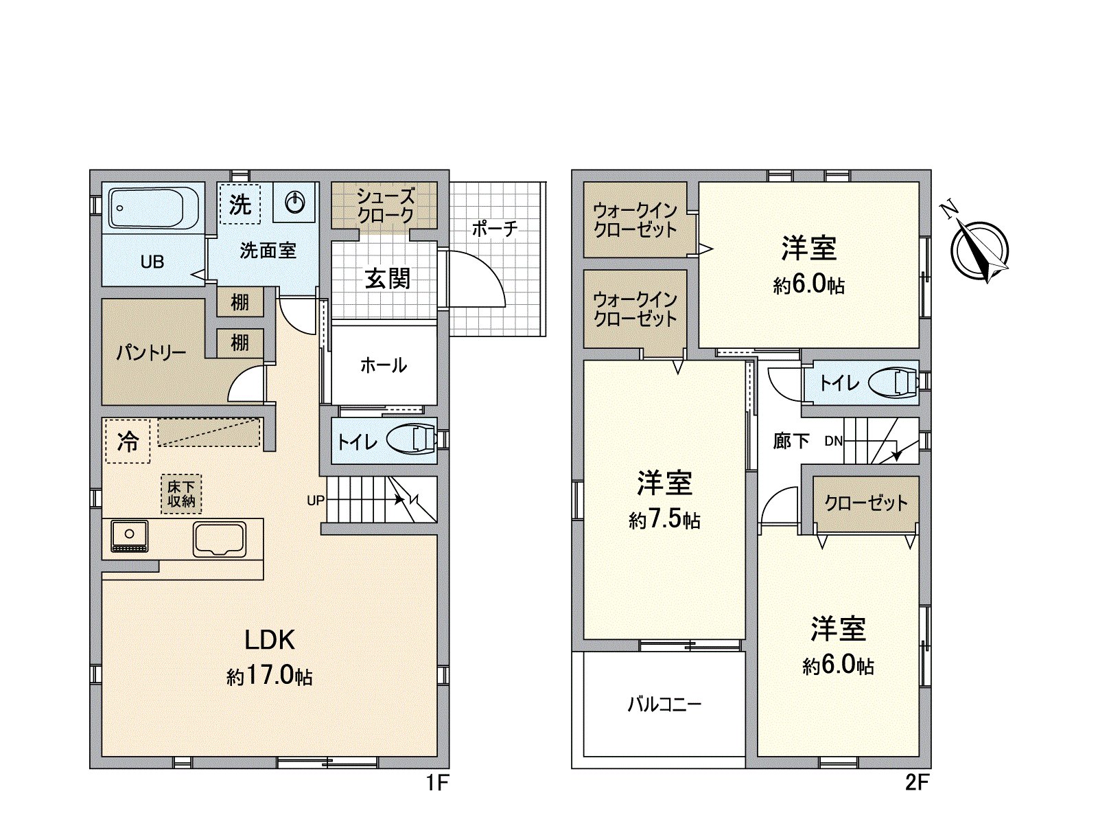 Plan of the 3LDK that lighting two all rooms or more was secured