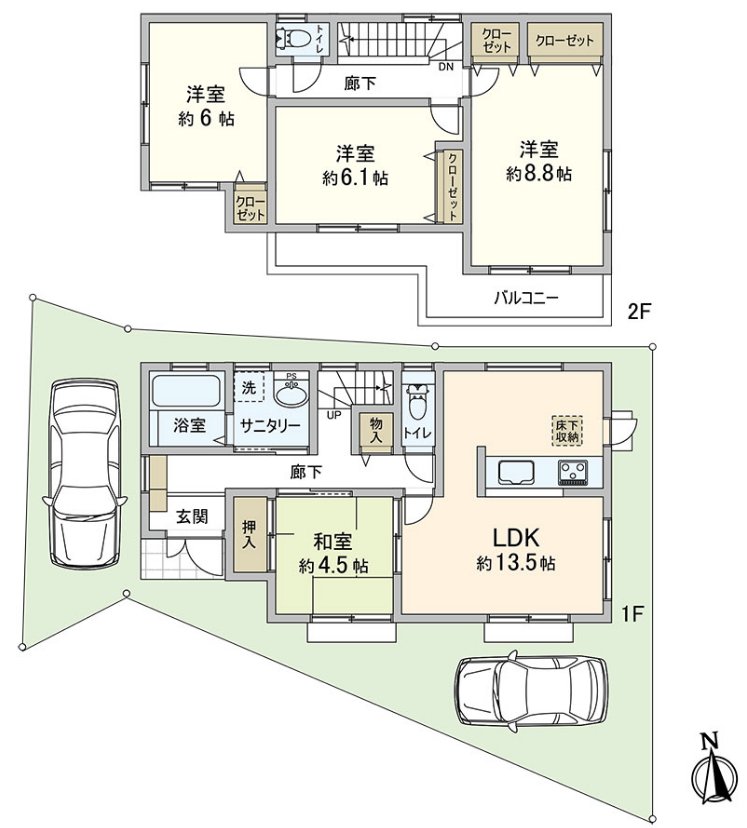 2台4LDK的房型+停车可(出自车型的)