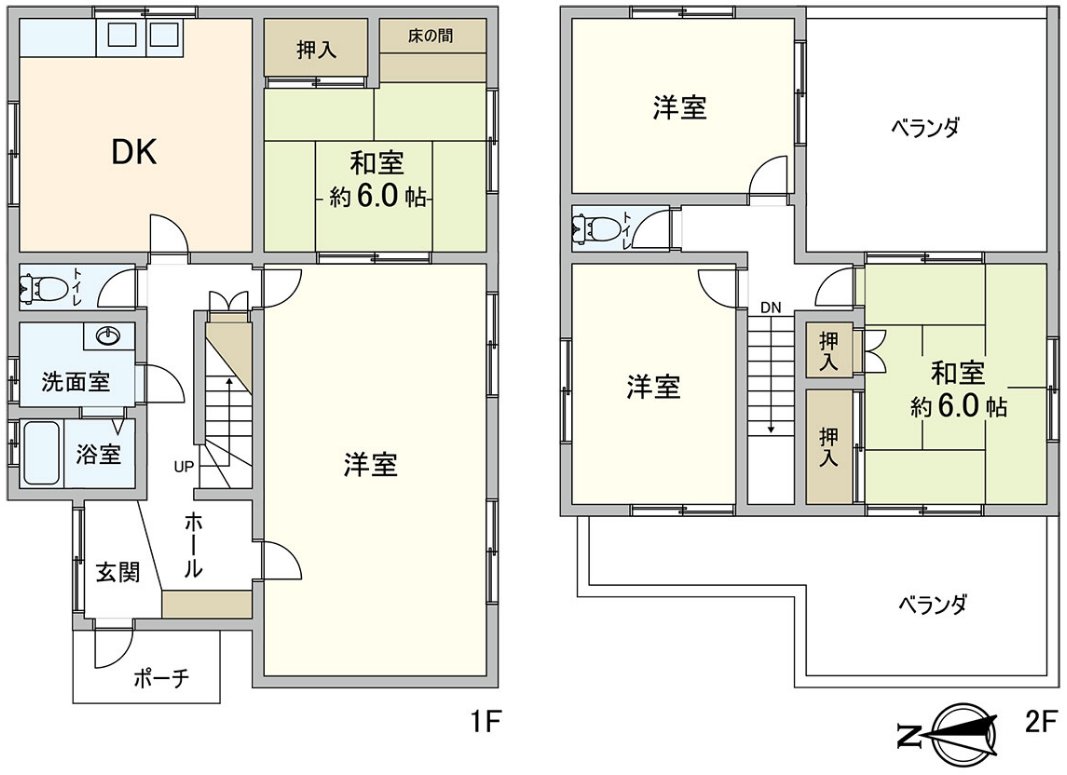 The Plan of 5DK has parking space belonging to carport.