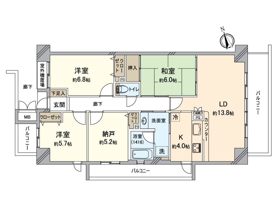 It is 3LDKS of 89.63 square meters of wall cores.