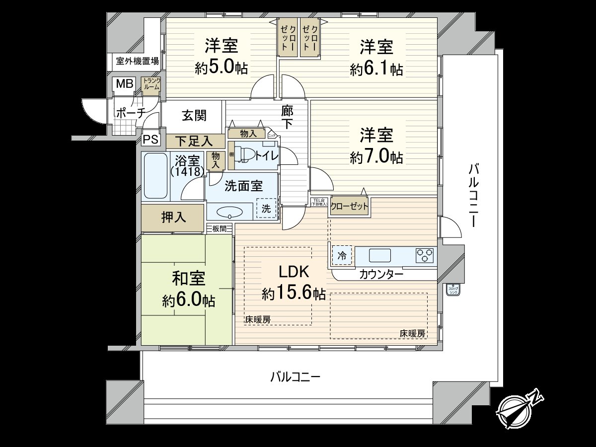 0关于房型4LDK08阶部分，太阳本通风、风景良好