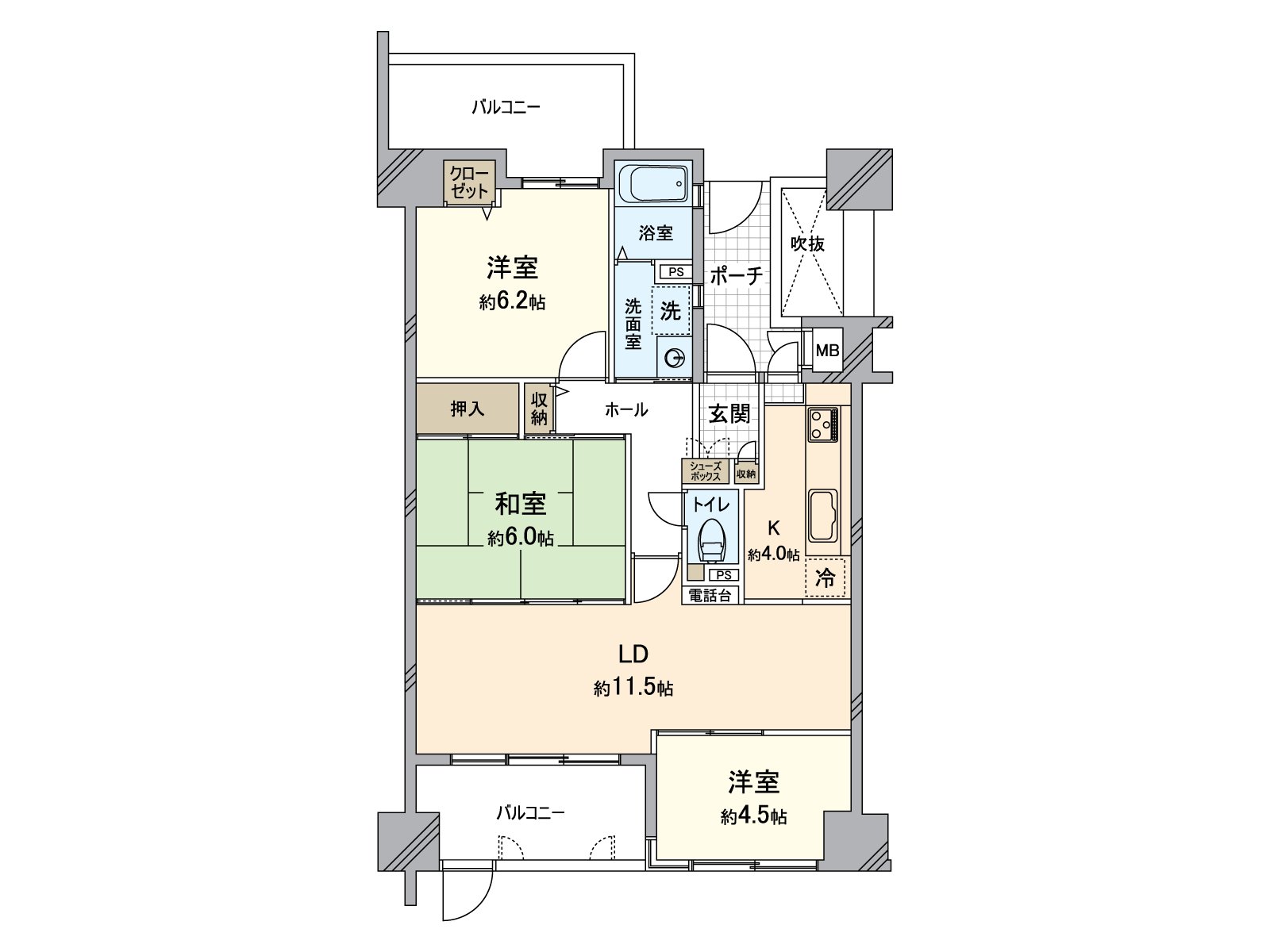 It is Plan of 3LDK (68.19 square meters).