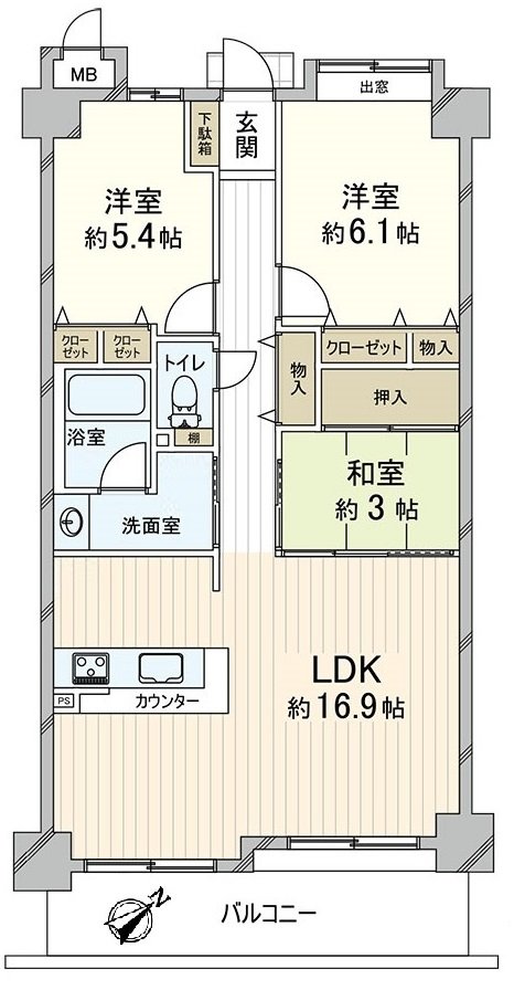私人使用面積71.05平方公尺、3LDK