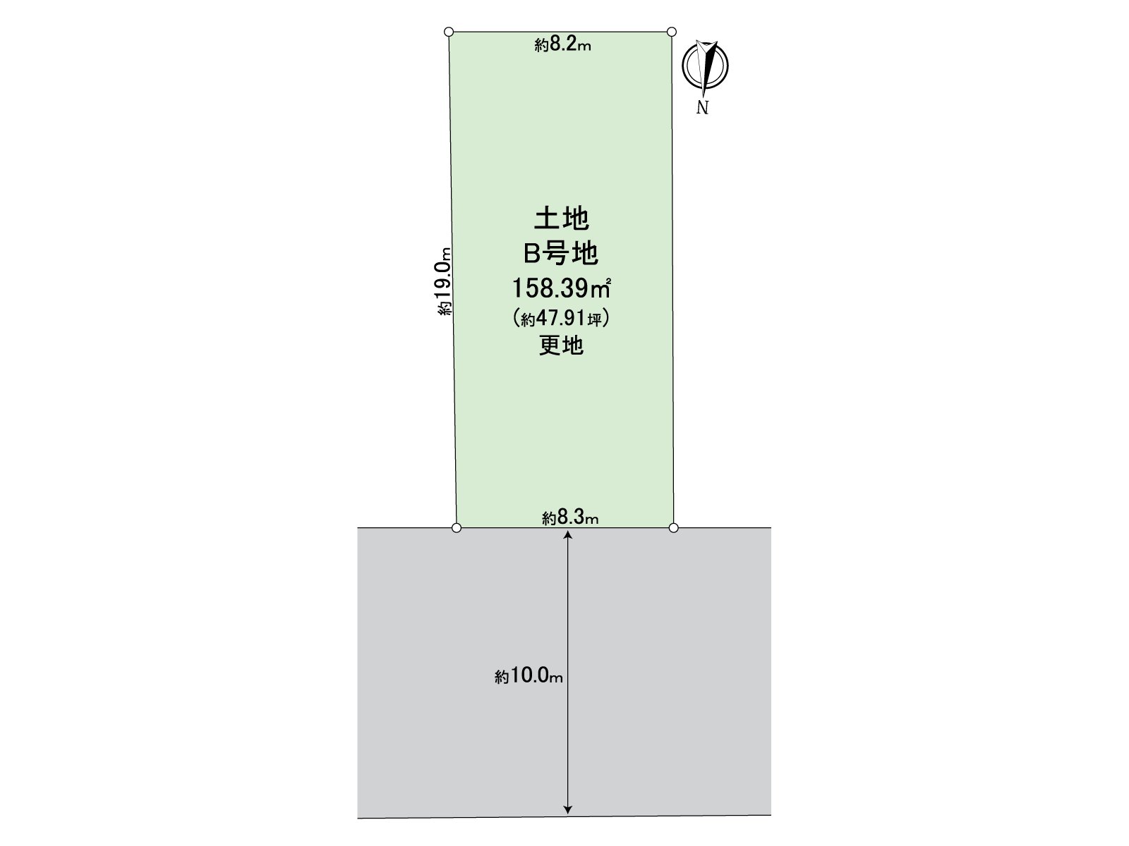 土地面积约158。39平米。在有建筑条件的土地，没有。